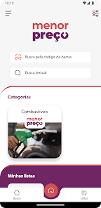Tela inicial do app Menor Preço